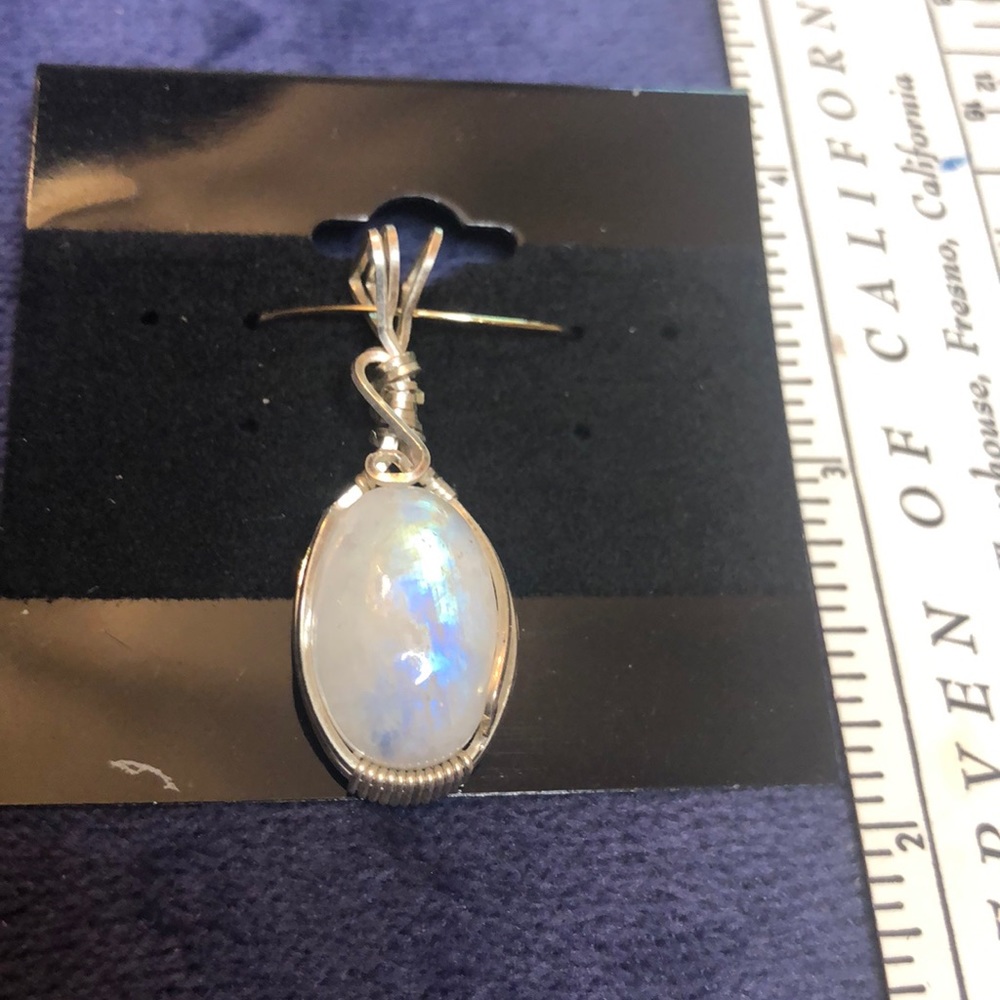 Rainbow Moonstone Pendant in Sterling